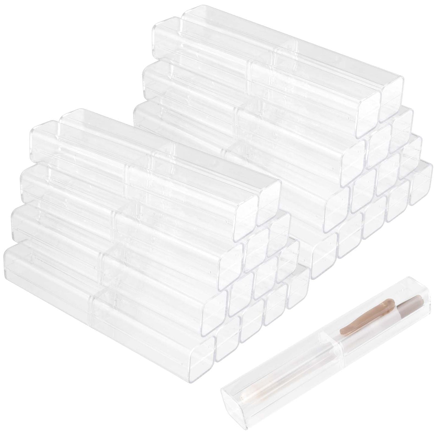 KOHAND 50 Pcs Acrylic Pen Boxes, Single Clear Plastic Pen Case Container, Empty Transparent Ballpoint Pen Gift Display Storage Boxes for School Office Business Supply