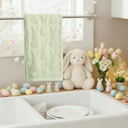 Artoid Mode 1 Pc Light Green 3D Rabbit Jacquard Easter Hand Towels