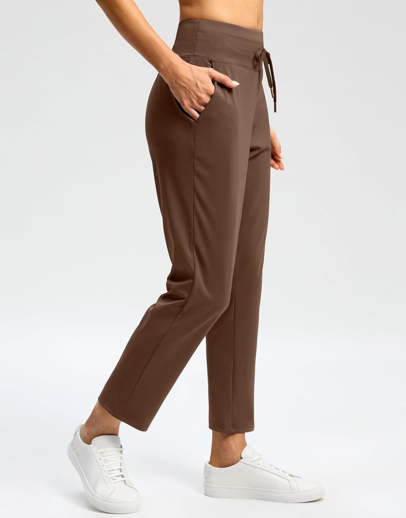 High Waisted Ankle Pants for Women - 7/8 Athletic Style with 2 Pockets & Drawstring | Ideal for Golf & Casual Wear