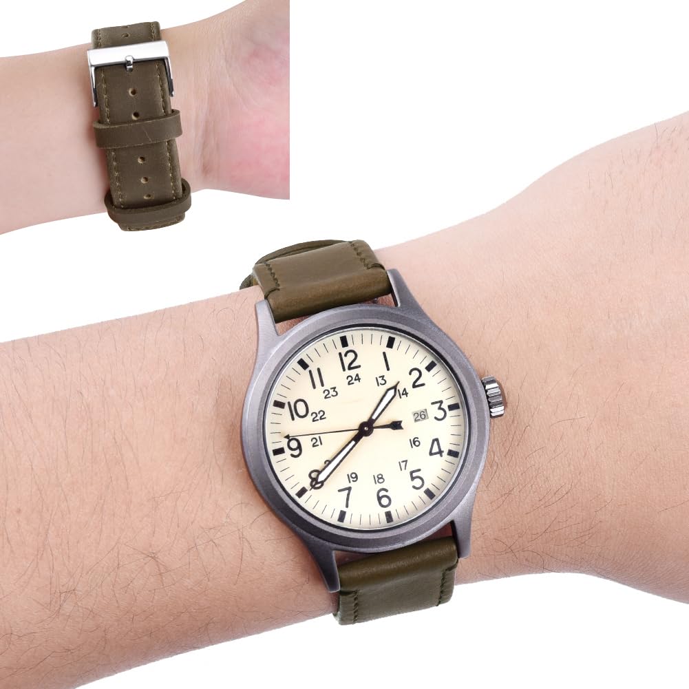 Ritche Leather Watch Strap with Quick Release Pins, 20mm Replacement Watch Band for Men and Women, Fits Smartwatches & Traditional Watches