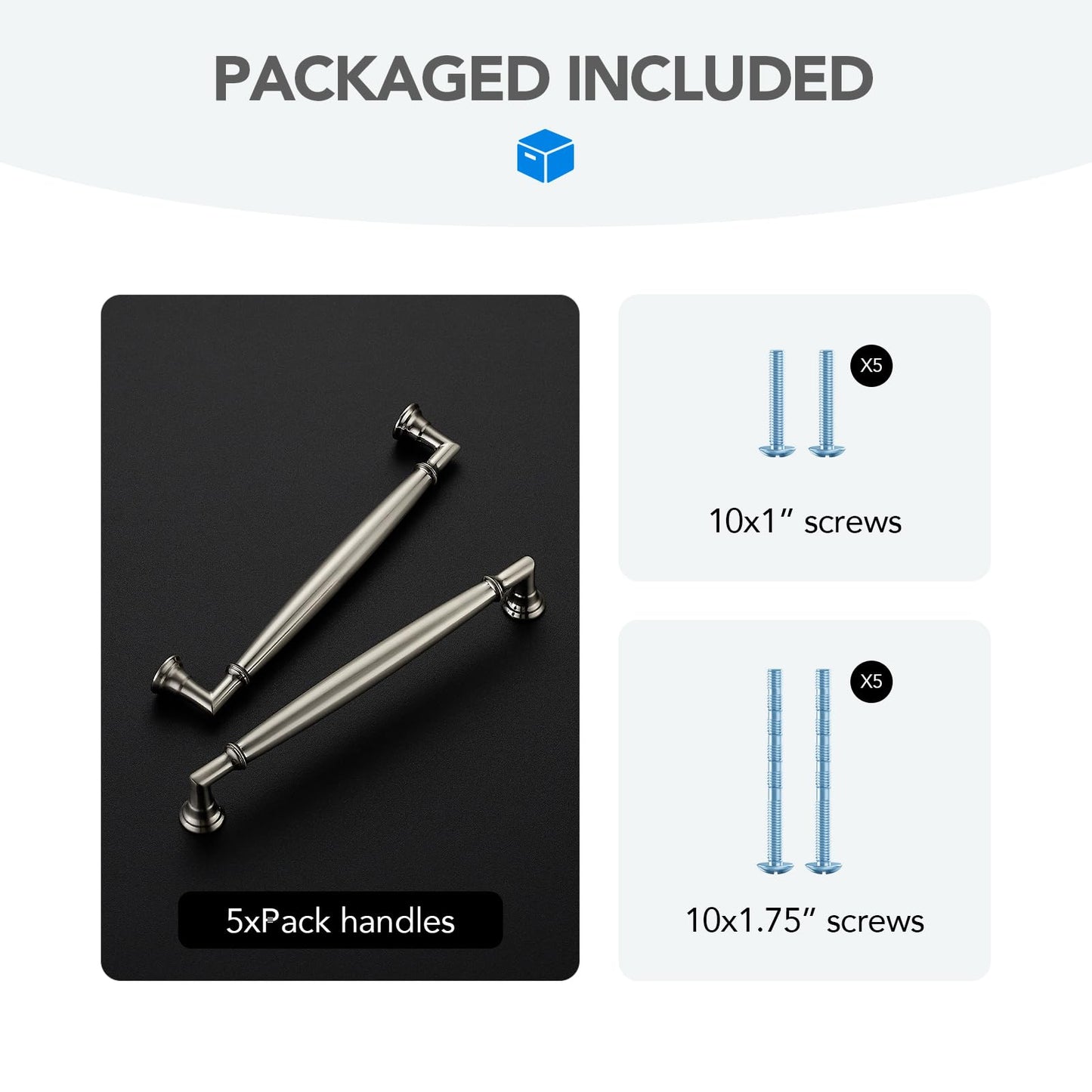 HOME EDIT 5 Pack 6-1/4 Inch Brushed Nickel Cabinet Handles Solid Zinc Alloy Pulls for Kitchen, Dresser, Closet & Bathroom Cabinets Hardware