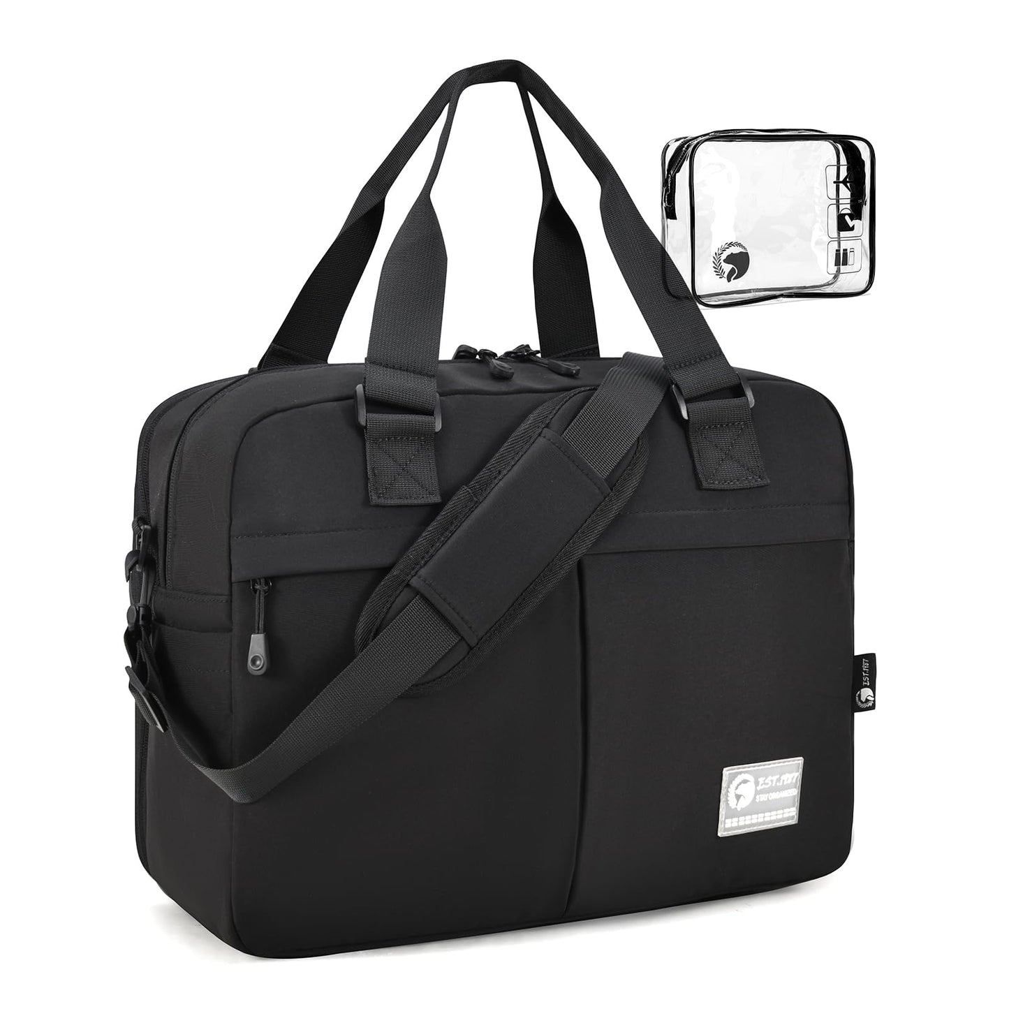 BAGZY 40x30x15cm Personal Item Travel Bag 16x12x6 Under-seat Carry on Bags for Airplanes 20L Expandable 30L Lightweight Duffle Bag Weekender Bags with Wet Pocket for Gym Overnight Hospital Black