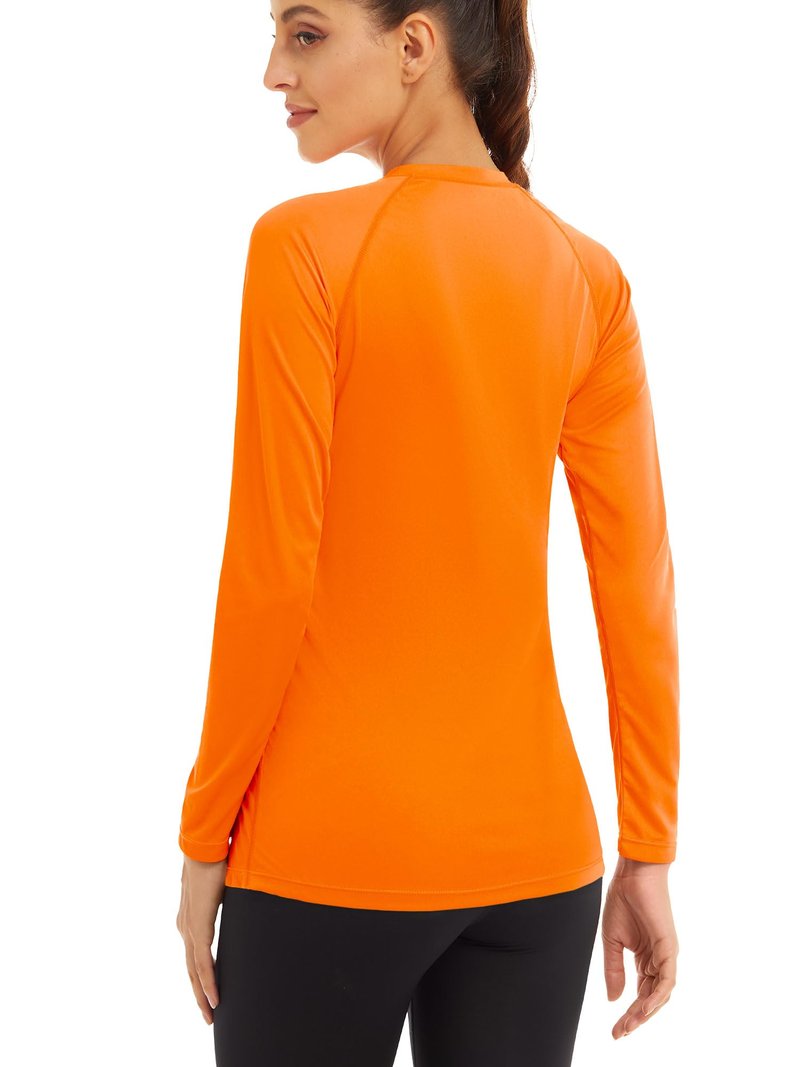 Rash Guard Shirts for Women Long Sleeve Athletic Summer Shirts for Women UPF 50+ Sun Protection Shirts Running Tee Shirts Women Orange