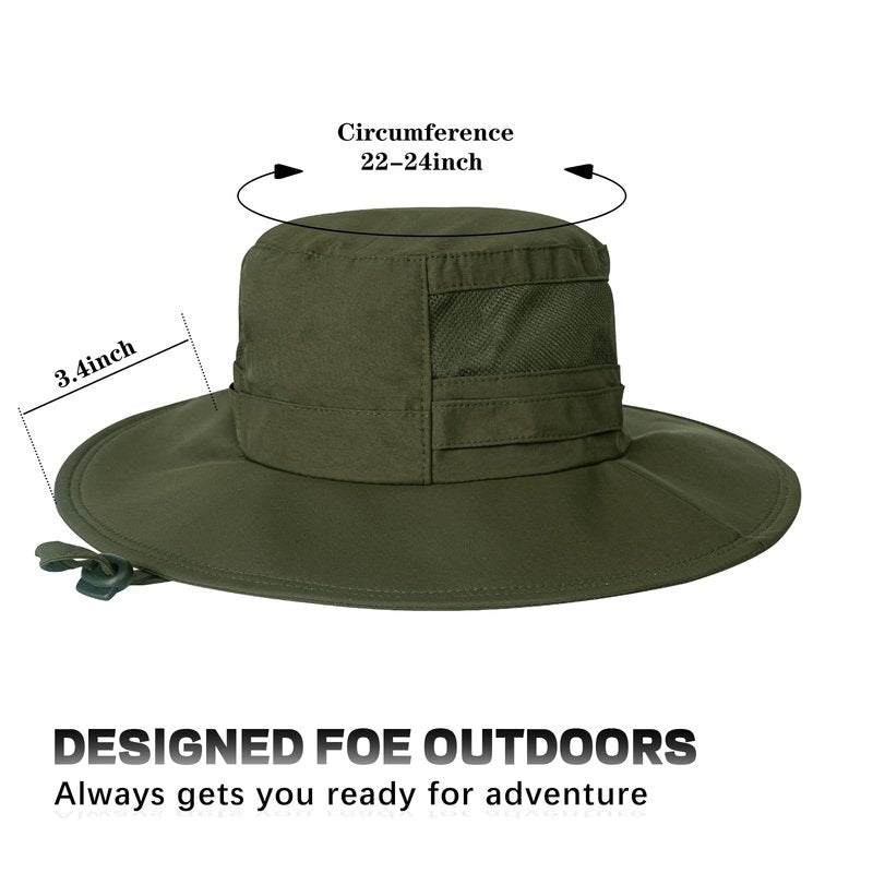Sun Hat for Men/Women, UPF 50+ Fishing Hat,Waterproof Wide Brim Bucket Hat Foldable Boonie Hat for Hiking Garden Safari Beach Green