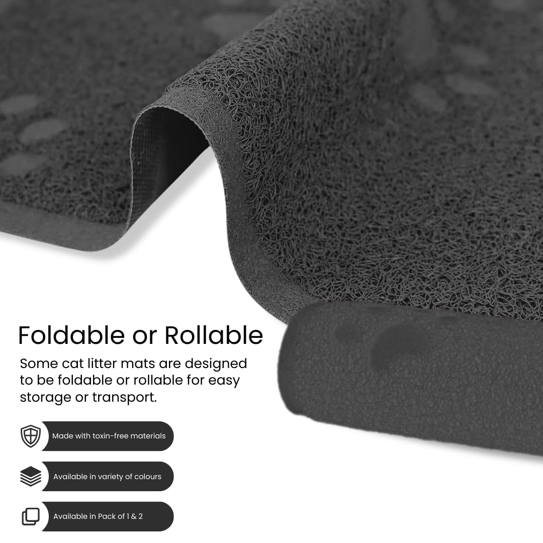 Andalus Small Cat Litter Mat, Pack of 1 - Waterproof, Non-Slip & Easy to Clean Cat Litter Box Mat for Extra Efficient Pet Litter-Trapping, Grey (15.75” X 11.75”)