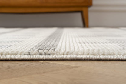 Revival Rugs Comb 5'x8' Area Rugs for Living Room Bedroom Dining Room - Washable, 100% Recycled, Oeko-TEX Certified, Modern, Medium Pile, Beige, Cream, Gray
