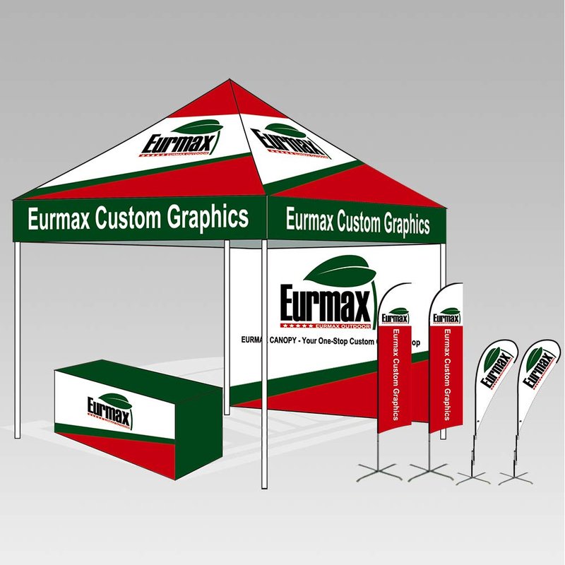Eurmax USA 10x10 Pop Up Canopy,Commercial Tent with Patented No-Tip Rolling Bag,30sqft Extension Awning & 4 Zippered Removable Walls,UV & Water Resistant,Heavy Duty Instant Shelter Gazebo,White