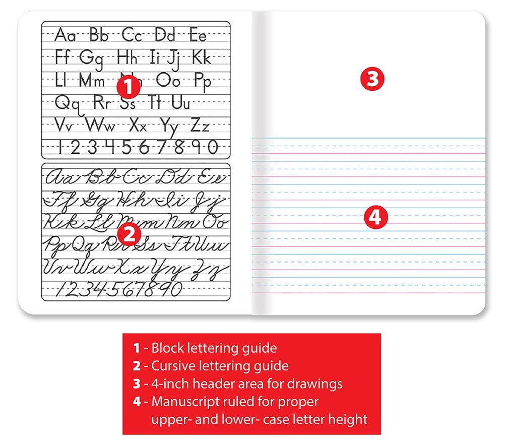 Better Office Products Primary Journal, Hardcover, Primary Composition Book Notebook - Grades K-2, 100 Sheet, One Subject, primary composition notebook with picture space