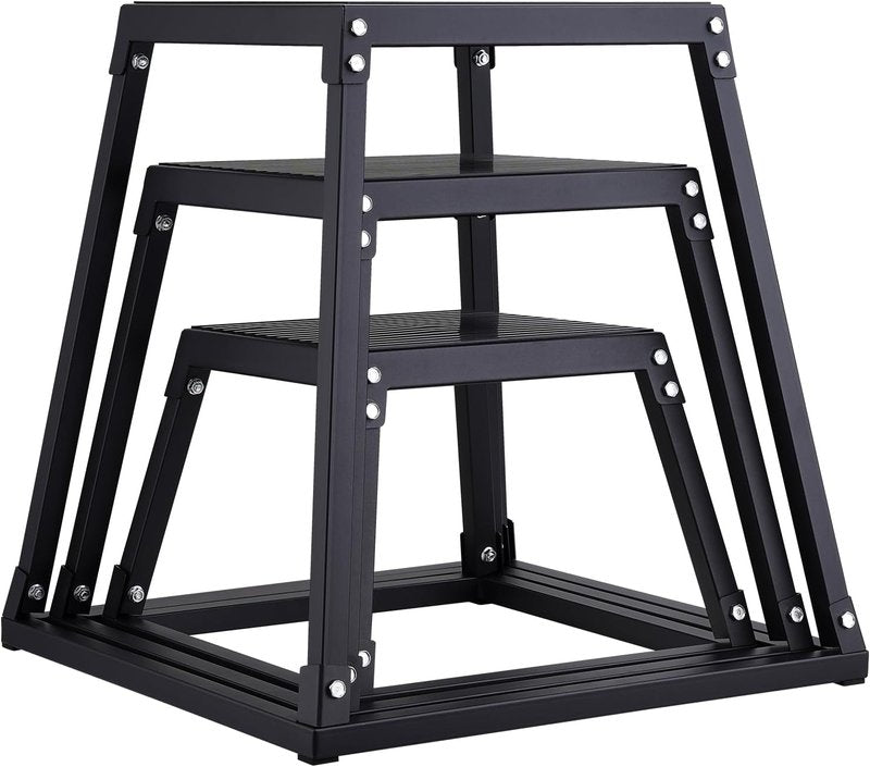 VEVOR Plyometric Jump Box - Steel Fitness Platform for Home Gym Training | Black