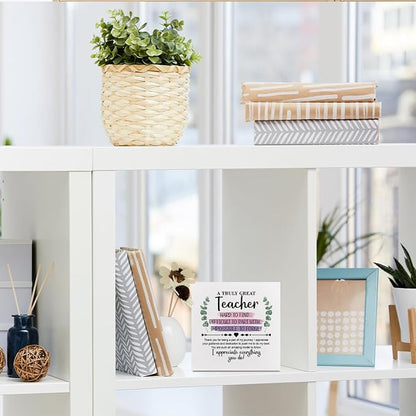 Teacher Gifts Wooden Box Sign Wall Decor Wooden Plaque Sign Teacher Appreciation Gifts for Teacher Office Bedroom Home Decor Desk Shelf Table Decor Graduation Retirement Teacher Birthday Gifts