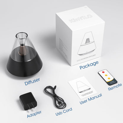 Essential Oil Diffuser, Modern Style Aromatherapy Aroma Diffusers with Candle Light, Fragrance Ultrasonic Cool Mist Humidifier, Remote Control, Auto Shut-Off, for Home Living Room Office