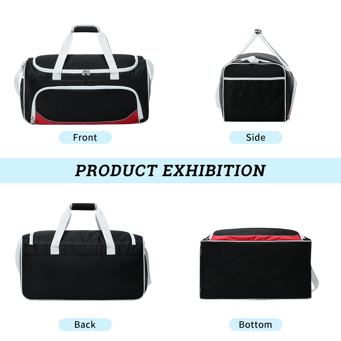 Gym Bag for Men - 55L Black Durable Large Duffle Bag for Travel, Workout, Fitness & Sport