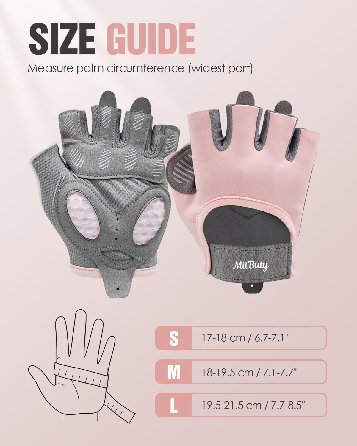 MitButy Workout Gloves for Men & Women – Fingerless Gym Gloves for Weight Lifting, Crossfit, Fitness, Exercise & Training with Silicone Grip Dots for Secure Hold & Palm Padding Protection