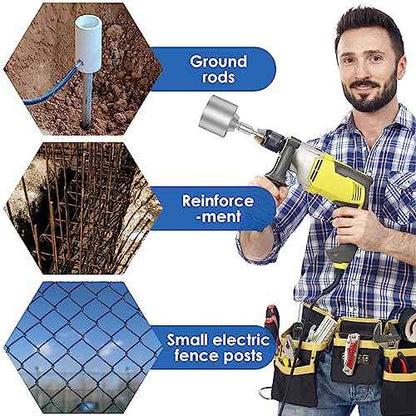 SDS Plus T-Post Ground Rod Driver,Ground Rod Driver Tool, Heavy Duty Forged Steel Drill Bit Driver, Durable Hammer Drill Rod Converter for Rotary Hammer Drill Ground Rods (2.55inch)