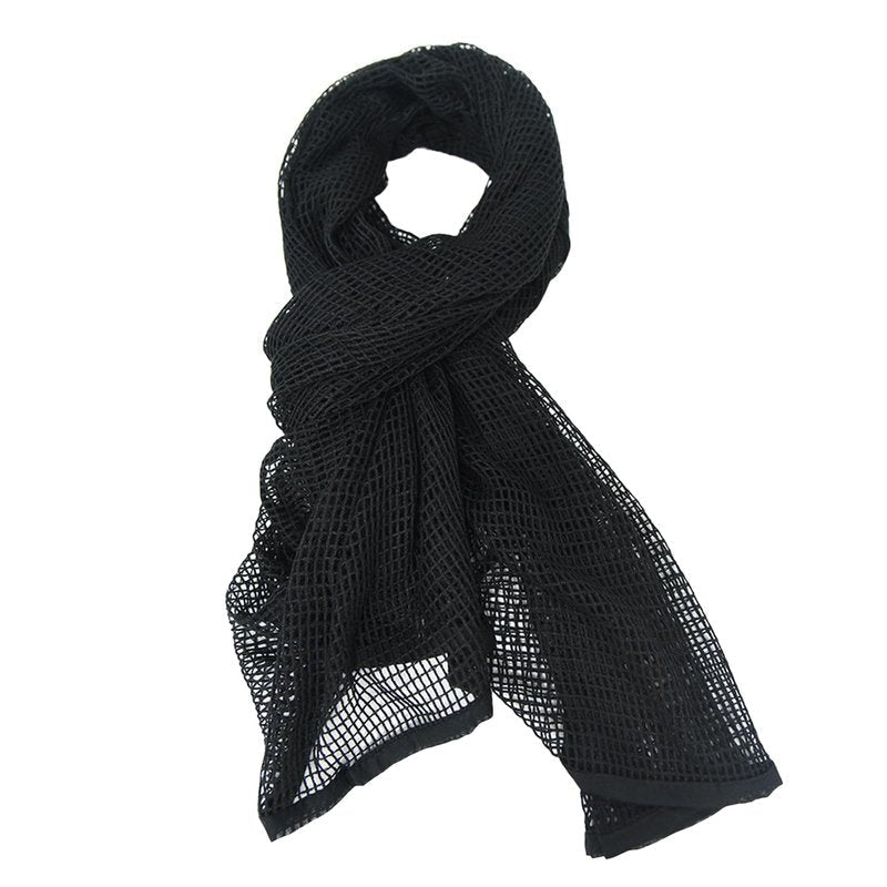LOOGU Tactical Camo Scarf Military Sniper Veil Camouflage Netting for Hunting Photography Airsoft Desert Woodland Tear-Resistant Polyester Ghillie Accessory (Black)