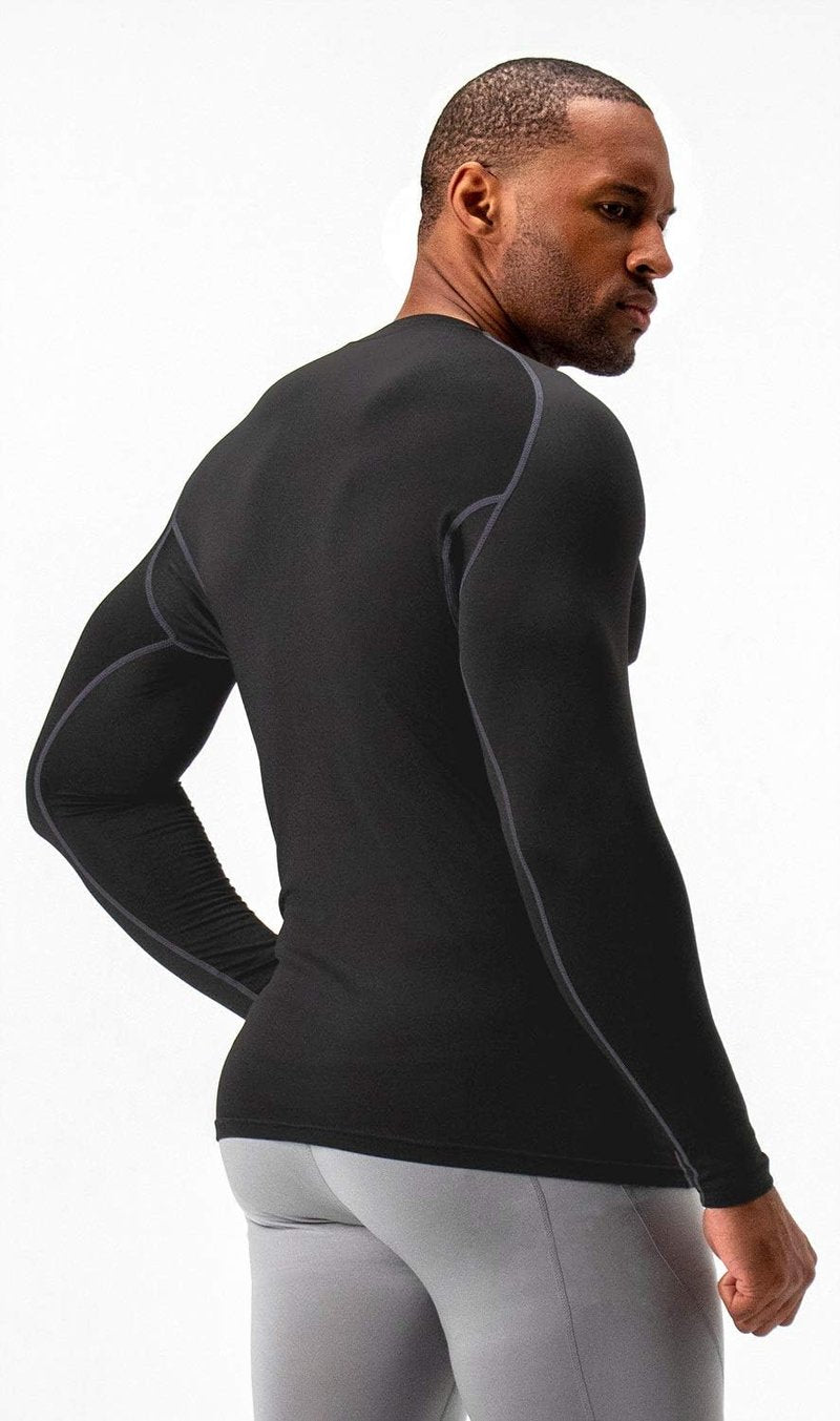 Men's Thermal Long Sleeve Compression Shirts - Fleece Lined Base Layer | 2 Pack