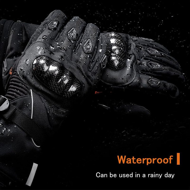 GUMOCH Heated Motorcycle Gloves for Men Women with 7.4V 3000mAh Rechargeable Batteries Touchscreen Waterproof Windproof Non-Slip Heated Gloves for Cycling (Black, X-Large)