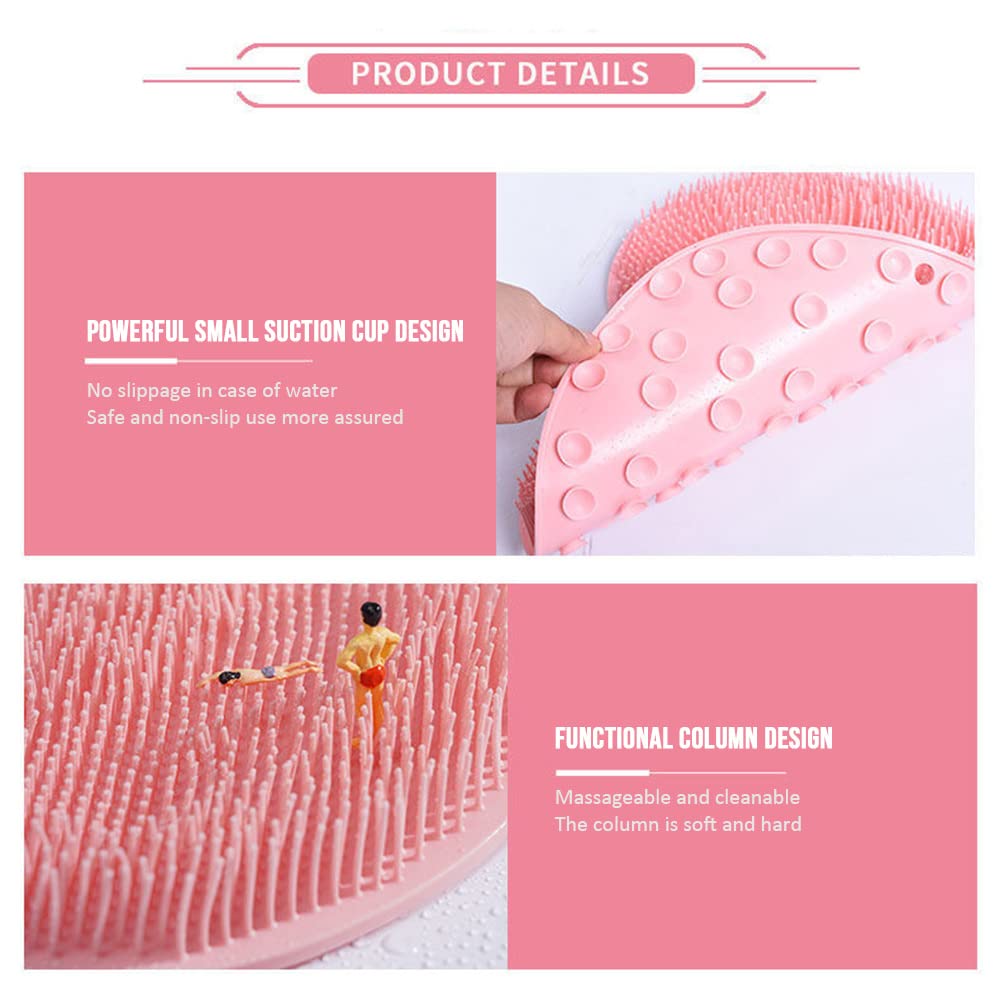 Silicone Shower Foot Scrubber Mat, 2025 New Shower Foot Back Scrubber Massage Pad Back Cleaning Pad, Upgrade Shower Foot Scrubber Mat with Non-Slip Suction Cups Back Bath (Blue)