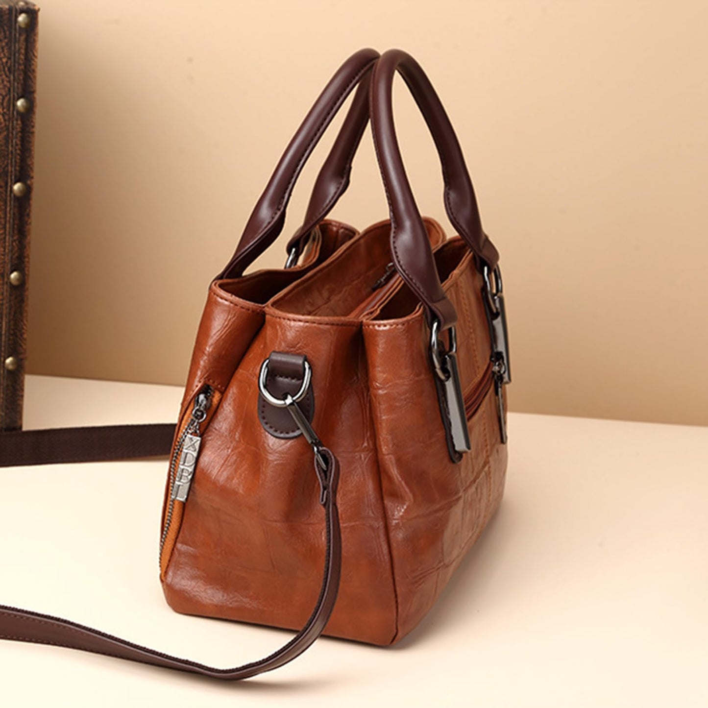 mcuvaec Handbags and Purses for women Vegan Leather Tote Bag for Women Satchel Shoulder Bags Travel Purse with Compartments (Brown)