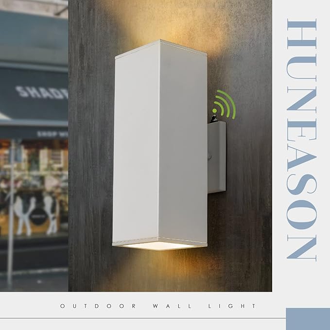 Outdoor Wall Lights, Dusk to Dawn Outdoor Light Fixture, 13" Waterproof Modern Porch Light White, Large Up Down Exterior Lighting Fixture for Patio, Garage, Hallway, Doorway