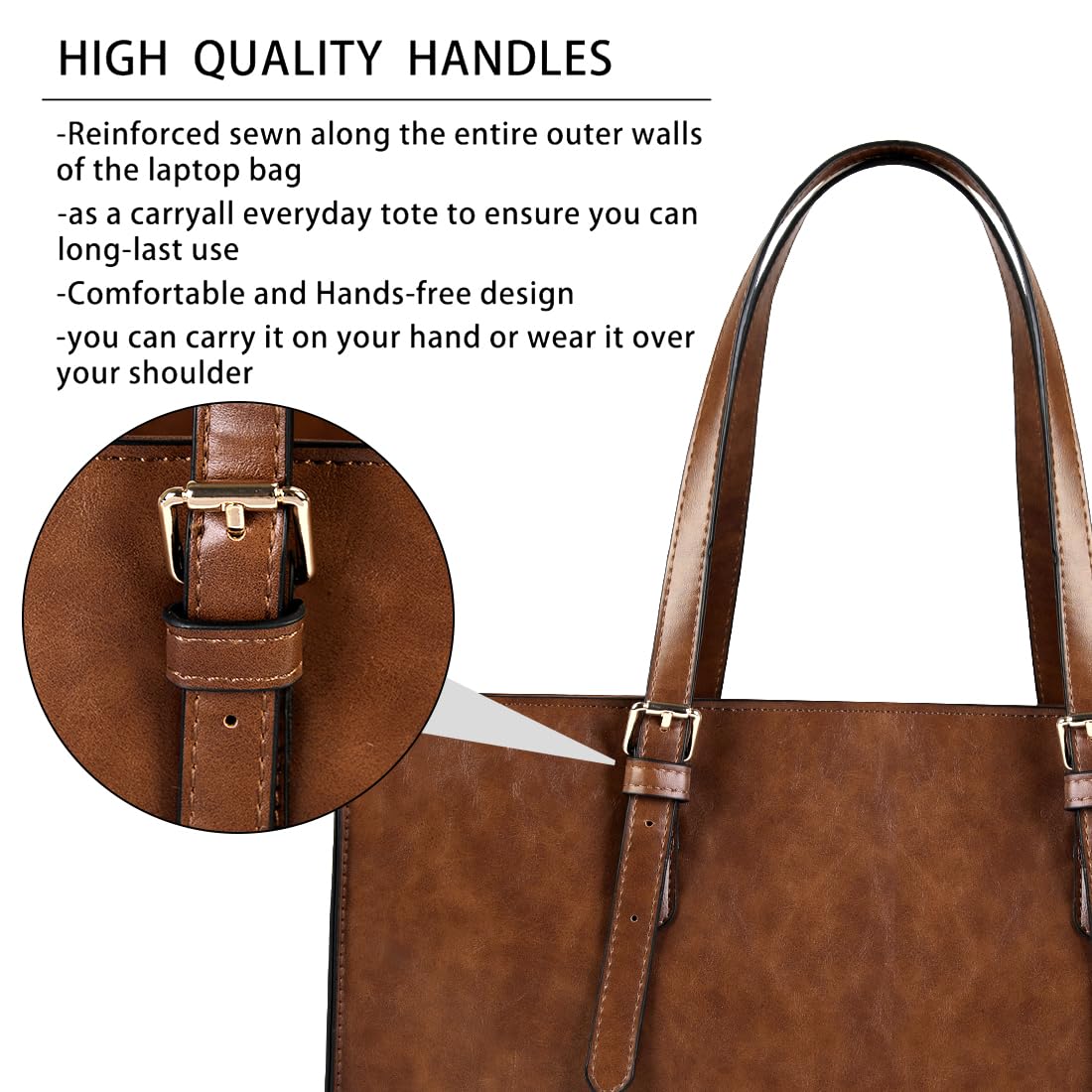 Laptop Bag for Women Waterproof Lightweight Leather 15.6 Inch Computer Tote Bag Business Office Briefcase Large Capacity Handbag Shoulder Bag Professional Office Work Bag