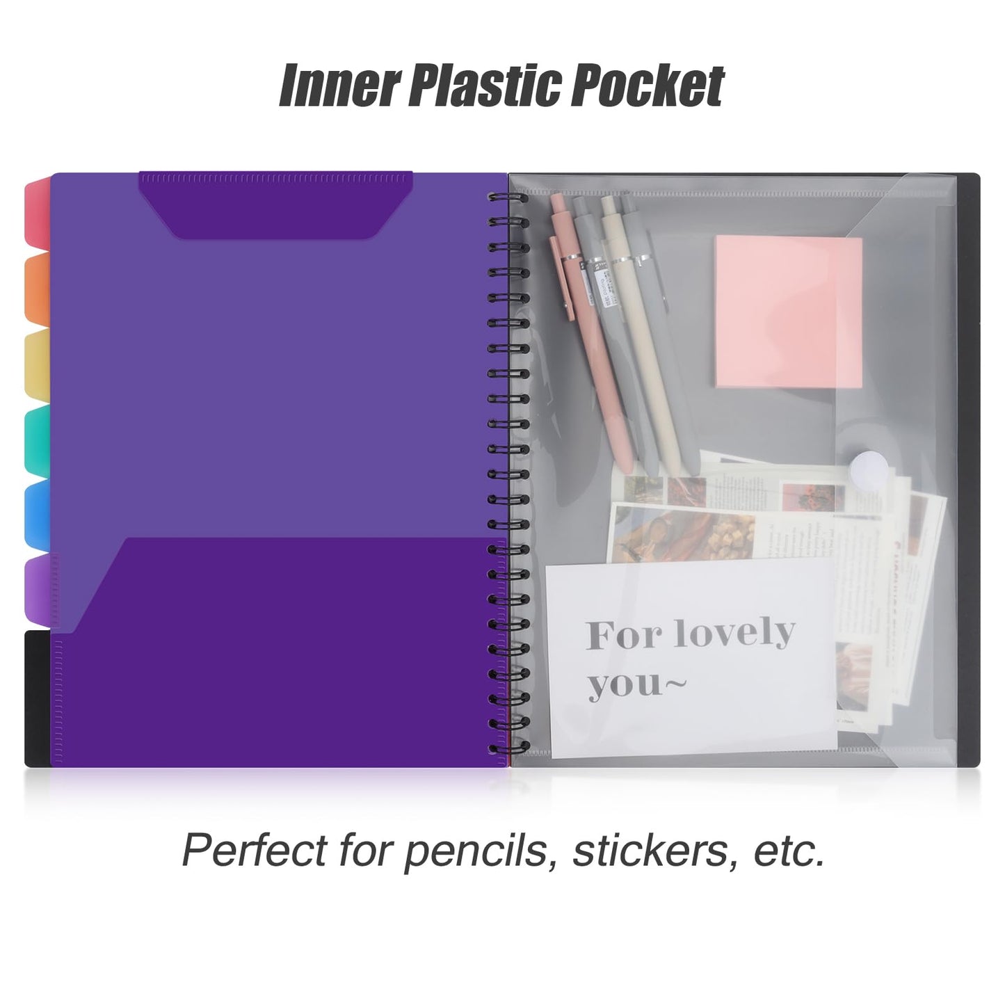 Uquelic Clipboard with Folder Organizer, 12 Pockets Project Organizer - Refillable Lined Notepad (11" x 8.5"), Hardcover Project Organizer with Stay-Put Tabs (Macaron 1 Pack)