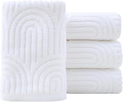 Pidada Hand Towels Set of 4 Striped Pattern 100% Cotton Absorbent Soft