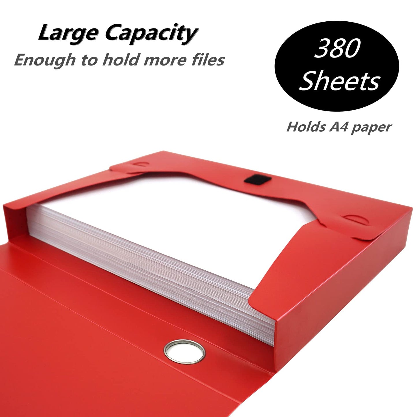 Hoiwigy Foldable A4 Document Box, Pack of 4 Plastic Archive Cases with Lid, 31×24x4cm, File Folder Organizer Document Storage File Boxes for Office, School, Letter Size Paper (Red)