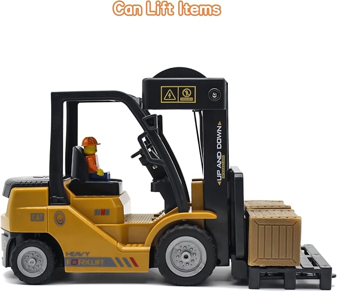 Remote Control Forklift 11 Channel Rc Forklift Cranes Construction Toys w/Boxes/Sound and Light Spray Two Rechargeable Batteries Kids Forklift Toy Christmas &amp Birthday Gifts