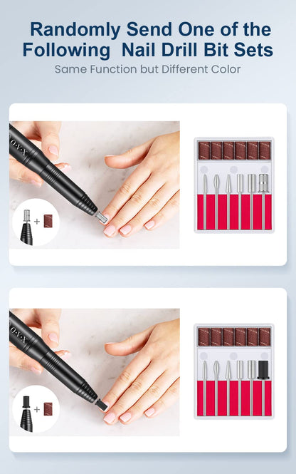 Portable Electric Nail Drill Machine, Professional 20000 RPM USB Manicure Pedicure Drills for Acrylic Nails Gel Polishing Shape Tools