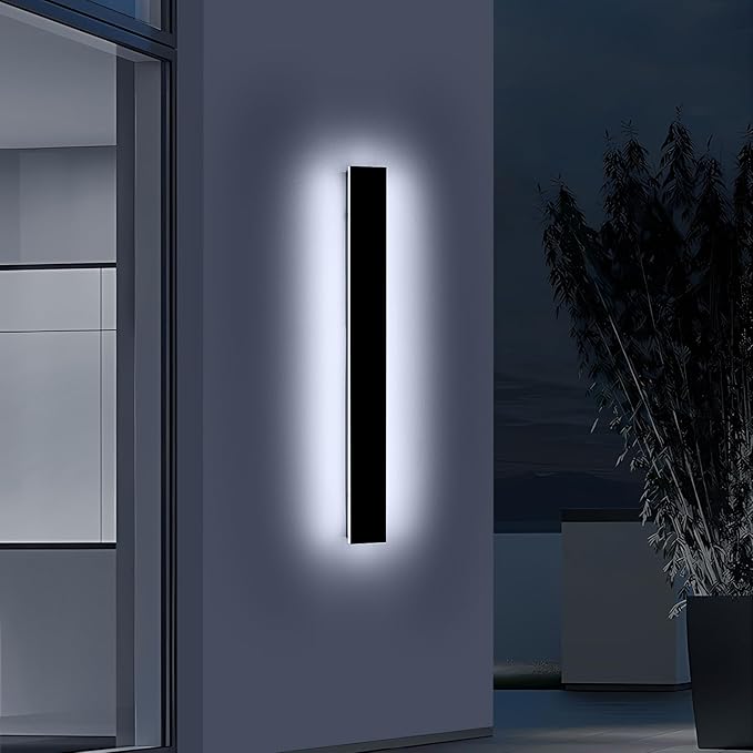 39.3inch Modern Outdoor Wall Light, Black Outside LED Wall Sconces, 6000K Cold White, 36W, IP65 Waterproof, Long Linear Exterior Lighting Fixture for House, Garage, Porch, Garden
