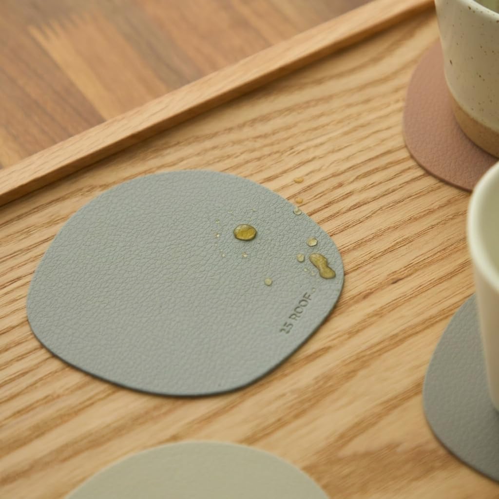 Mint Green Oval Silicone Placemats Set of 4 with Matching Coasters – Heat Resistant, Waterproof, Easy to Clean Non-Slip Modern Dining Table Mats – Premium Leather Textured Japandi Kitchen Décor