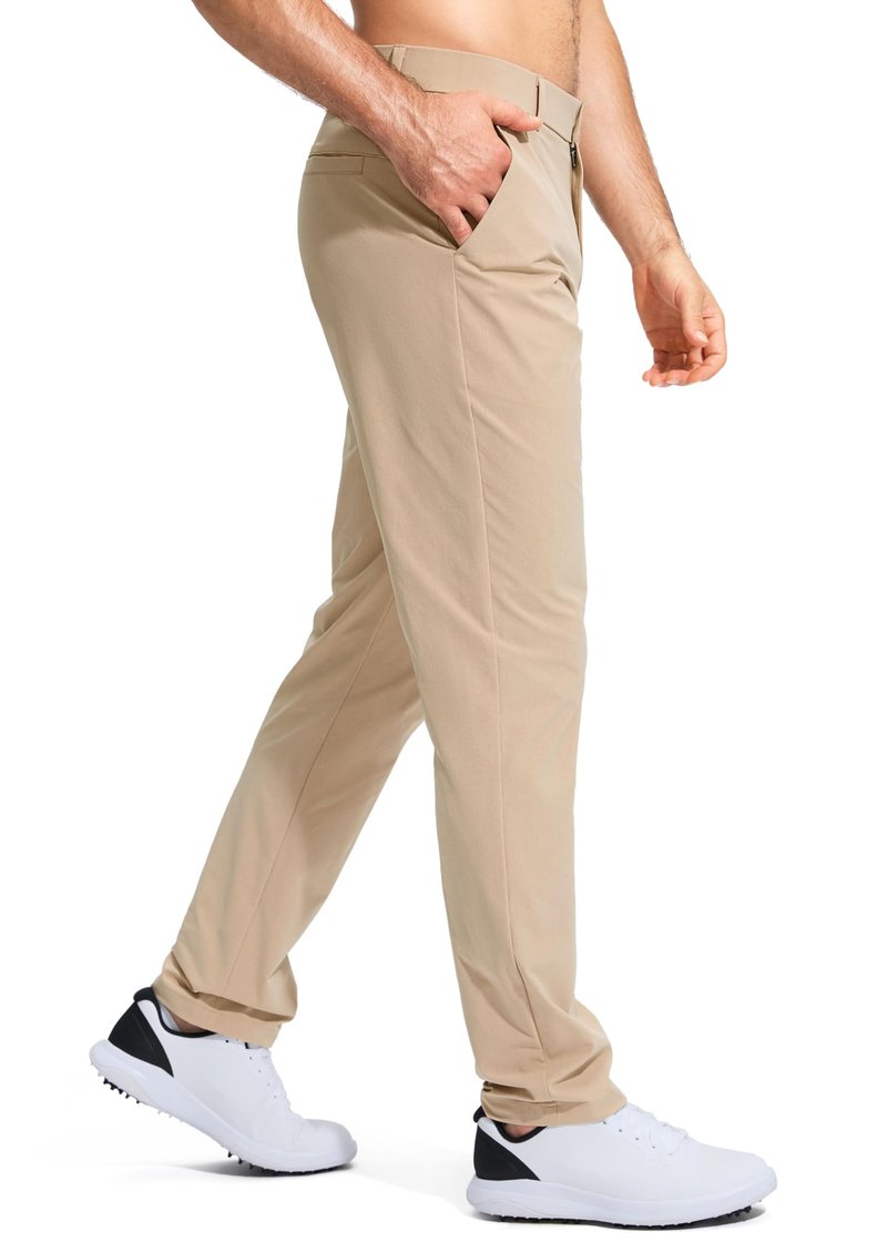 Pudolla Men's Golf Pants Stretch Work Dress Pants Men's Dress Pants 32 Lightweight Quick Dry Trousers with Pockets(Khaki 35Wx32L)