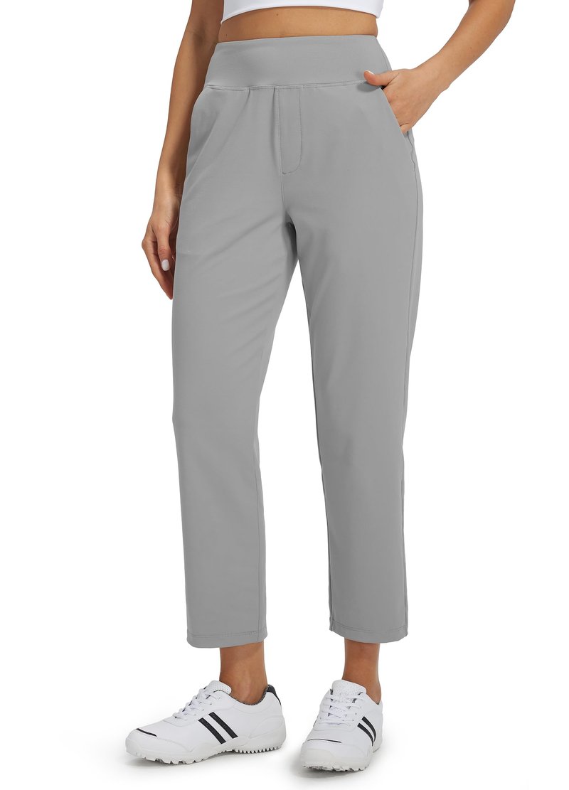 Libin Women's Pants with 4 Pockets Golf Pants 25''High Waisted Stretchy Ankle Pant for Travel Casual Athletic Busniess Work Grey M