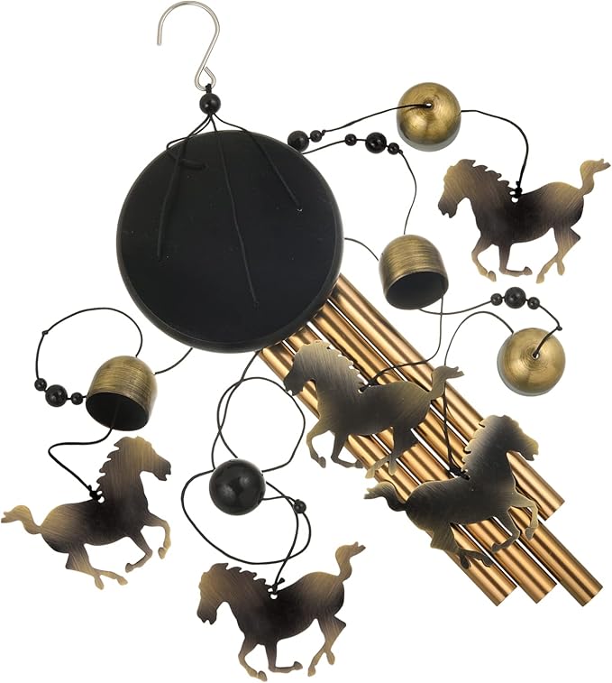 Bronze Horses Wind Chimes Decor, Portable Mobile Wind Catcher, Sympathy Wind Bells, Memorial Gifts for Mom, Housewarming, Blessing Windchime(Outside/Indoor/Home/Room/Porch/Tree/Yard/Garden Decorate)