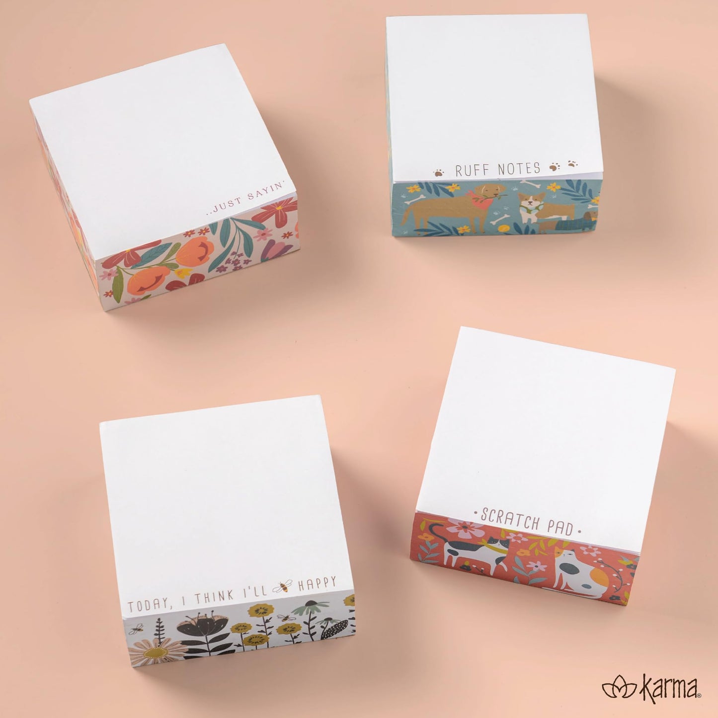 Karma, Block Notepad, 500 Sheet Memo Paper Cube, Non-Sticky Memo Pad Cube for Office, and Home, Houndstooth