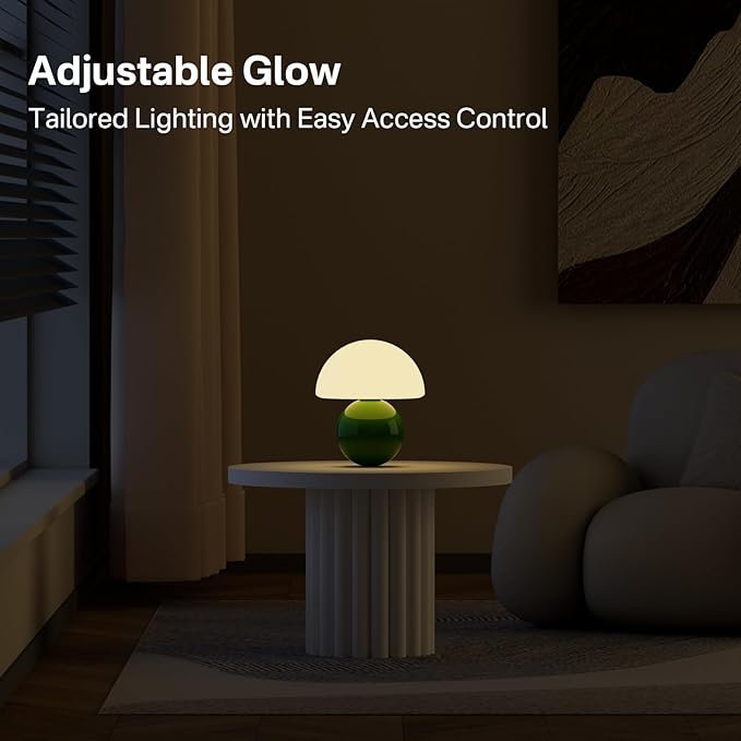 Mushroom Lamp Table Lamp for Bedroom,Desk Bedside Small Lamps for Living Room Night Stands,Mushroom Decor Cute Mini Modern Mid Century Lamps,Unique Aesthetic Home Decor(Christmas Green)