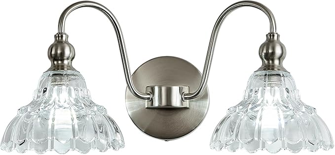 Brushed Nickel 2 Light Bathroom Vanity Light Fixtures Modern Vanity Lights for Bathroom Living Room Vintage Wall Sconces Over Mirror Hallway Wall Lamp