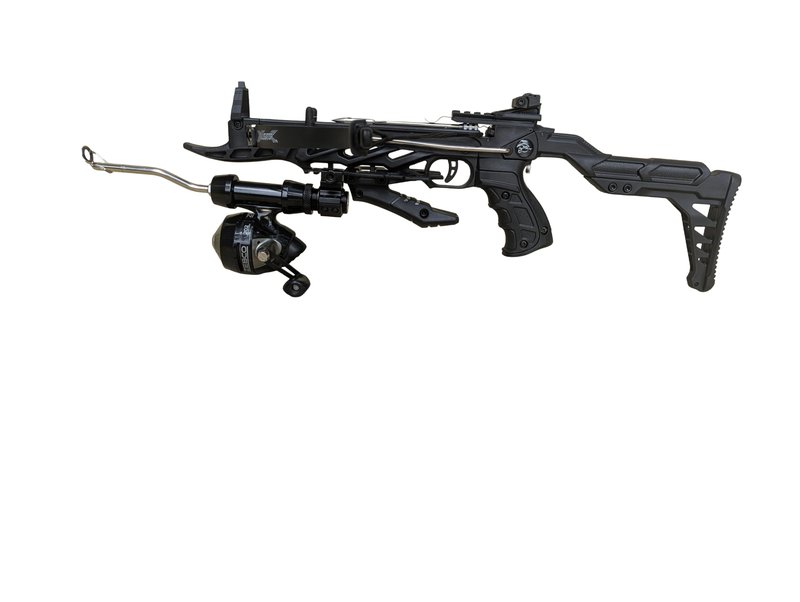 80 lbs WT80B Fishing Crossbow KIT with Guide and BUTTSTOCK Includes 12 Heavy Steel Bolts, 6 Barbed Plastic Fishing Arrows and 3 Aluminum Bolts.