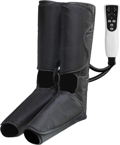 Air Compression Leg Massager with Heat, Leg Massager Simulates Kneading and Stroking of Tissues by Using an Inflatable Garment, Gifts for Women Men (Black)
