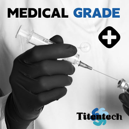 Titentech Disposable Nitrile Exam Gloves Black Cooking Gloves Disposable Food Safe 3mil 100PCS/BOX, Medium, Chemical Resistance, Salon Work, Tattoos