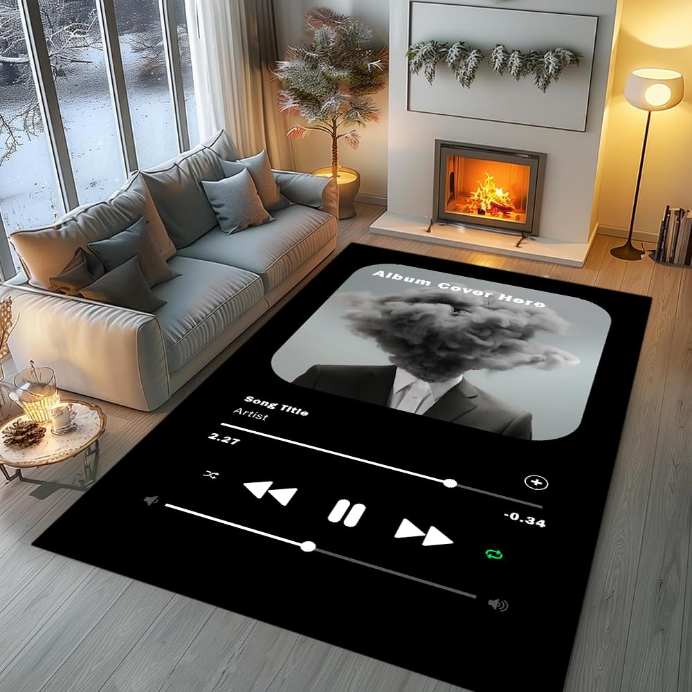 Personalized Album Cover Rug, Area Rug for Bedroom Living Room with Your Favorite Album or Song, Non-Slip Floor Mat Carpet Home Decor Rugs, Nice Gift for Music Lovers (Custom Album Cover Rug)