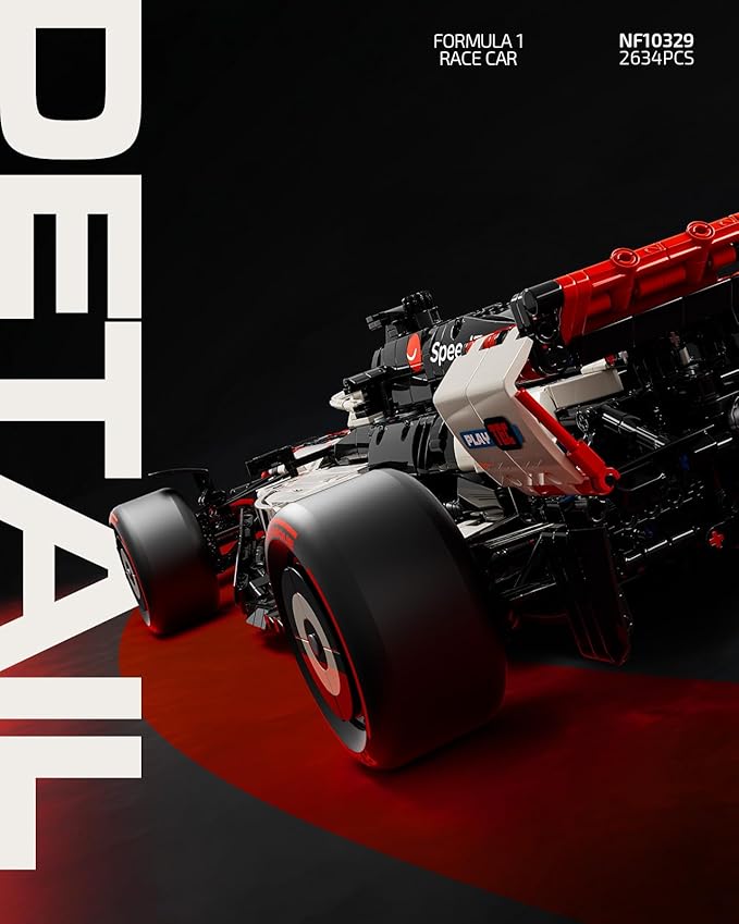 Nifeliz V25 F1 Racing Car Model Set 1:8 Scale Car Building Set for Adults Collectible and Display Gift for Racing Fans (2634 PCS NF10329)