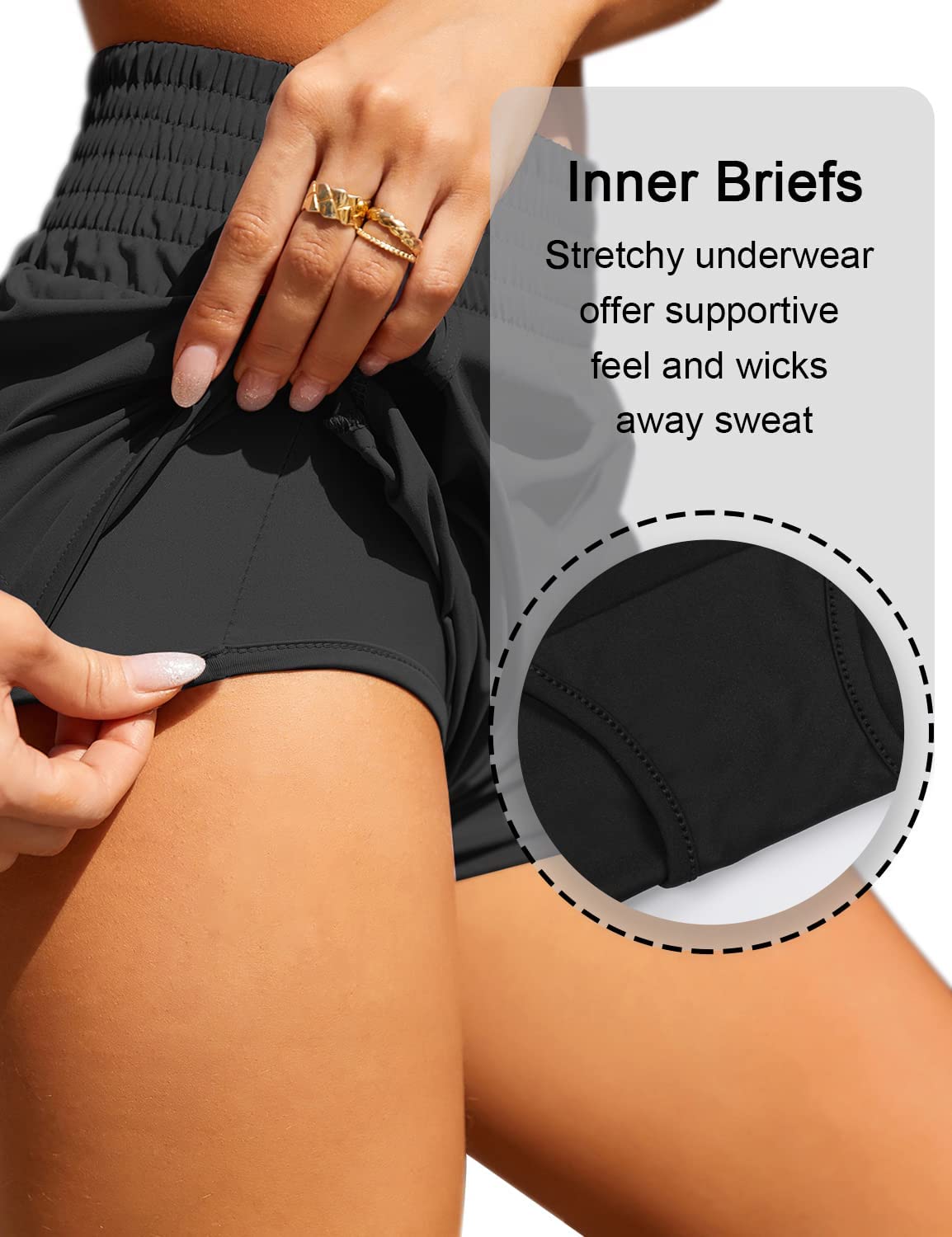 BMJL Women's Athletic Shorts High Waisted Running Short Pocket 2.5" Sporty Shorts Gym Elastic Workout Shorts(XS,Black)
