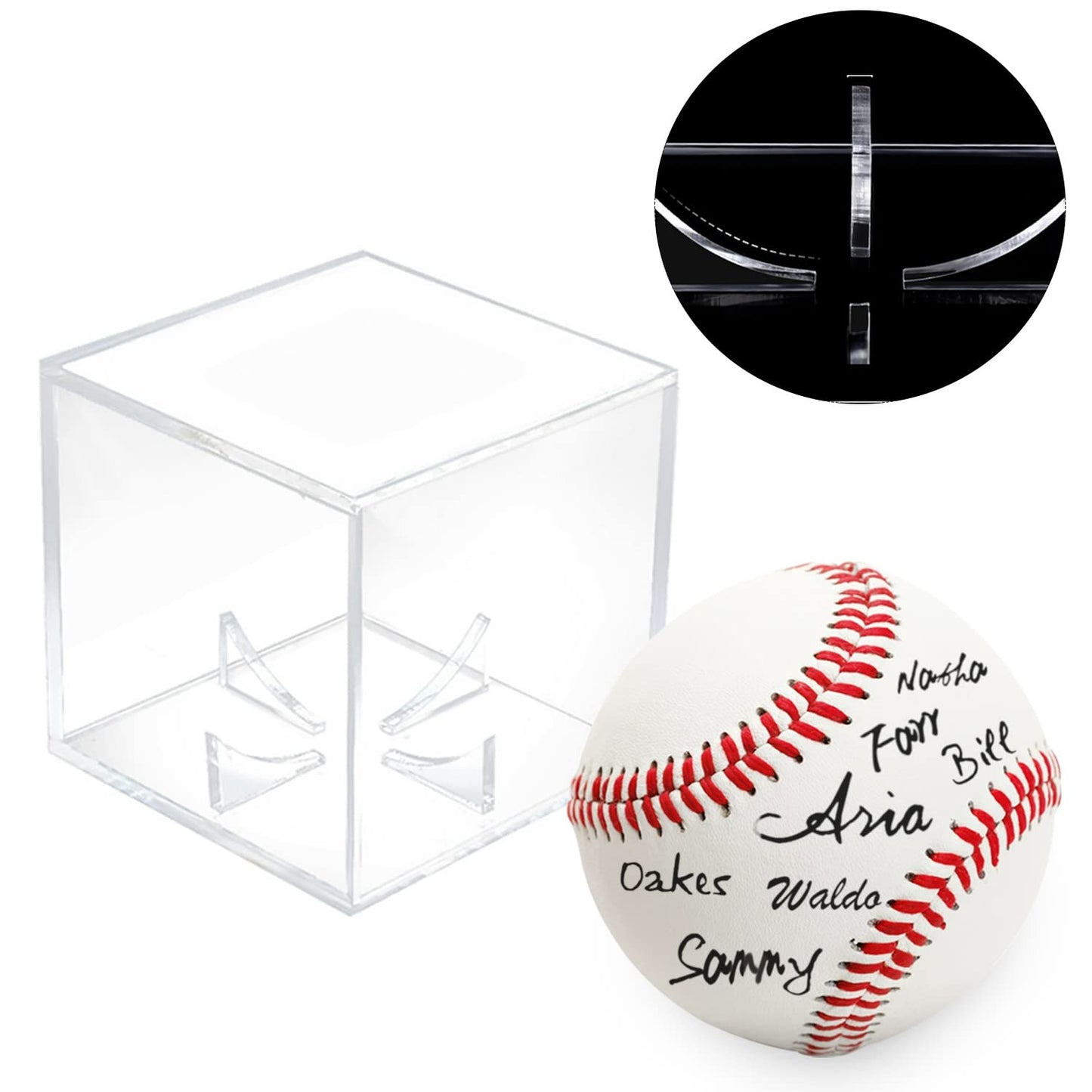 4 Pack Acrylic Baseball Display Case - UV Protected Baseball Holder for Display, Display Case for Autographed, Tennis, Golf, Billiard Balls, Memorabilia