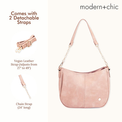 Modern+Chic Crossbody Bags for Women - Marissa Saddle Crossbody, Vegan Leather Shoulder or Handbag with Two Adjustable Straps