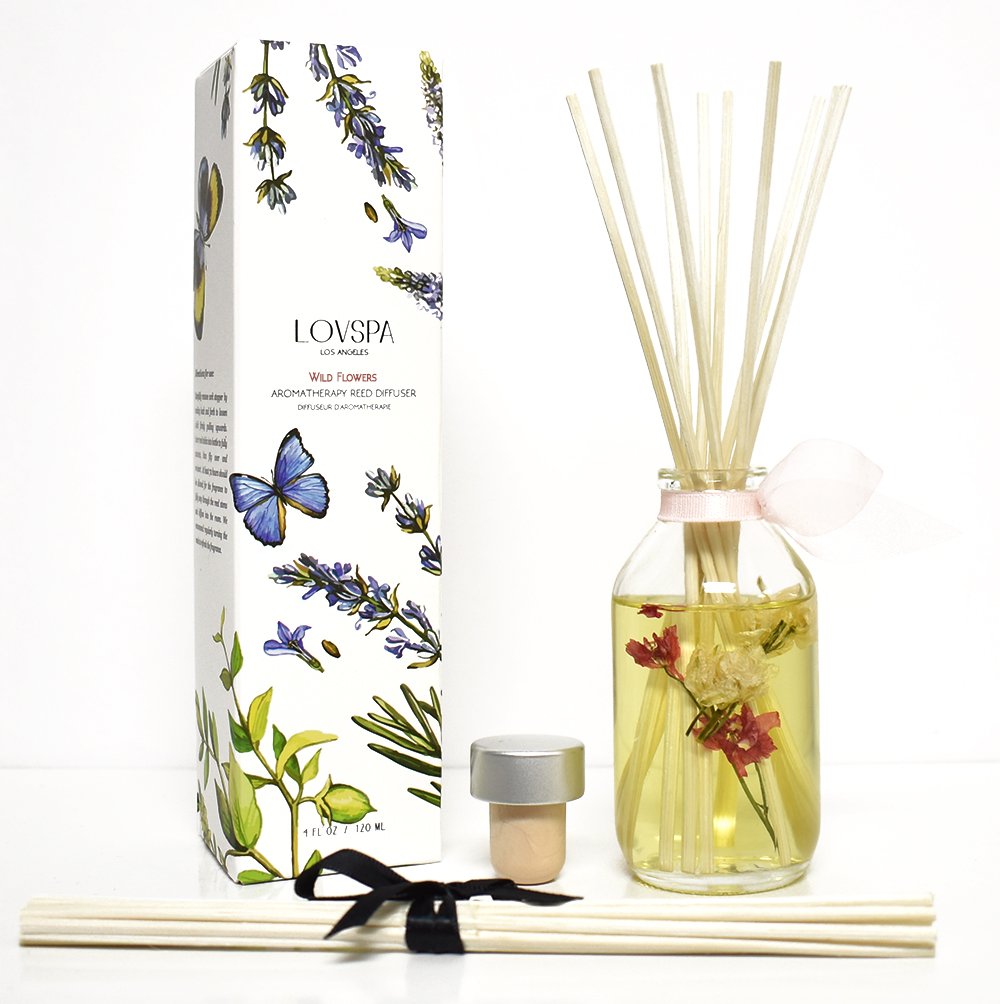 LOVSPA Reed Diffuser Set, Smoked Vanilla Scented Oil Diffuser with Sticks, Home Fragrance Accessories for Bathroom Shelf Decor, Aroma Diffusers for Home or Office Fall Decor, USA Made