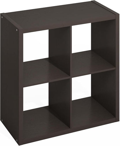Furinno HERMITE Kitchen Island, 4-Cube Coffee Bar, Extra Thick Kitchen Storage, Bakers Rack, for Pantry Organizers and Storage, Kitchen Organization, Black Dark Oak