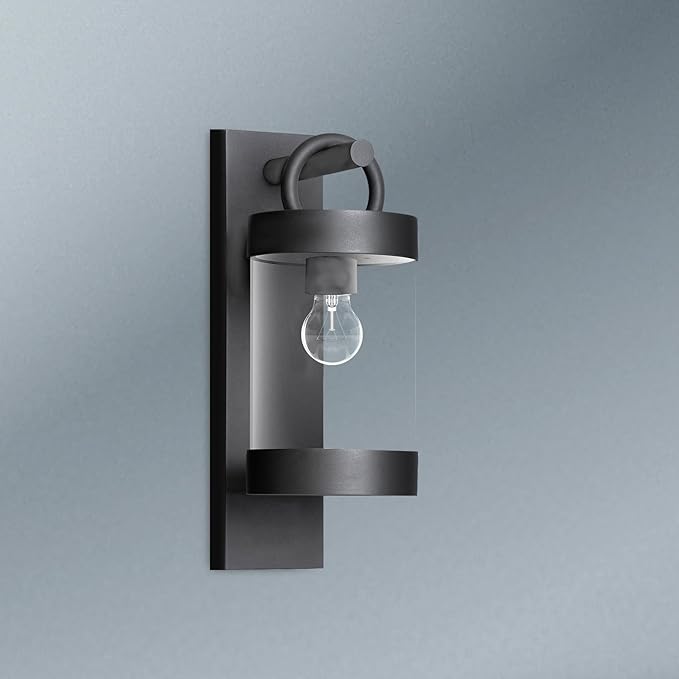 Outdoor Dusk to Dawn Outdoor Wall Lantern Grey Modern Exterior Wall Mount Light Fixture with Photocell E26 Waterproof Porch Light for Patio Garage Front Door (Bulbs Not Included)