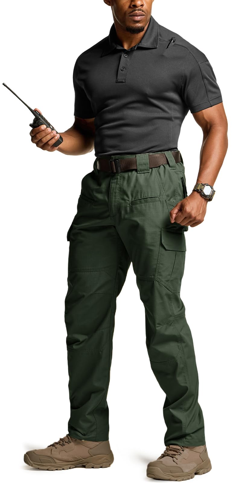 CQR Men's Tactical Pants, Water Resistant Ripstop Cargo Pants, Lightweight EDC Work Hiking Pants, Outdoor Apparel, Raider Green Kelp, 38W x 34L